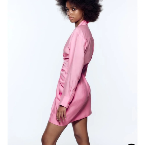 Zara Pink Draped Dress NWT - Picture 2 of 13